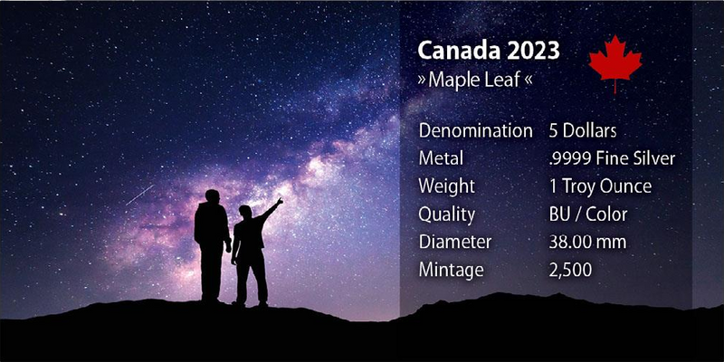 1 Ounce Silver Maple Leaf Pulsar 2023 The Universe