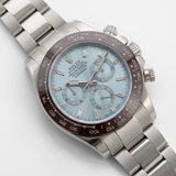 Rolex Daytona Platin, Ice Blue Dial, Baguette, Full Sticker, Ref. 116506, 2022, B+P