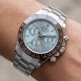 Rolex Daytona Platin, Ice Blue Dial, Baguette, Full Sticker, Ref. 116506, 2022, B+P
