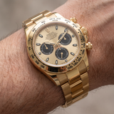 Rolex Daytona Cosmograph, Gelbgold, Gold Dial, Ref. 116508, 2022, B+P