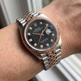 Rolex Datejust 36, Black Diamond Dial, Everose Gold, Jubilee, Ref. 126231, 10-2024, B+P