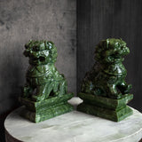 Protective Foo Dog Jade Carving Pair - A Symbol of Good Luck and Protection