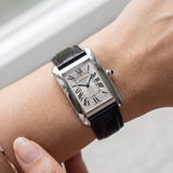 Cartier Tank Américaine WSTA0017 (2020) – Edelstahl, Automatik, Lederarmband, 45.1 x 26.6 mm