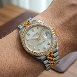 Rolex Datejust 31 Ref. 178383 – Edelstahl/Gelbgold, Diamantlünette, Jubilé, silbernes Zifferblatt