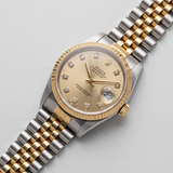 Rolex Datejust 36 Ref. 16233 Stahl/Gelbgold, Champagner Zifferblatt mit Diamantindizes, Jubilee