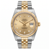Rolex Datejust 36 Ref. 16233 Stahl/Gelbgold, Champagner Zifferblatt mit Diamantindizes, Jubilee
