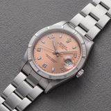 Rolex Oyster Perpetual Date 15210 (1999) – 34 mm, Edelstahl, Salmon Arabic Dial