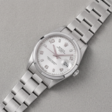 Rolex Oyster Perpetual Date 15200 (2000) – 34 mm, Edelstahl, weißes arabisches Zifferblatt