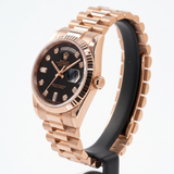 Rolex Day-Date 36 Ref. 118235 (2006) – Roségold, President-Armband, schwarzes Diamant-Zifferblatt