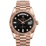 Rolex Day-Date 36 Ref. 118235 (2006) – Roségold, President-Armband, schwarzes Diamant-Zifferblatt