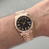 Rolex Day-Date 36 Ref. 118235 (2006) – Roségold, President-Armband, schwarzes Diamant-Zifferblatt