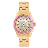 Pearlmaster Yellow Gold Mother of Pearl Diamond Pink Sapphire 2000 - 80308