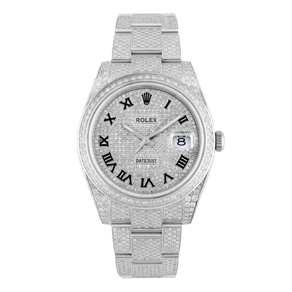 Datejust 41mm Iced Out Diamond Setting Roman Dial Oyster 2023 - 126300