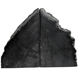 10" Black Petrified Wood Bookend Pair