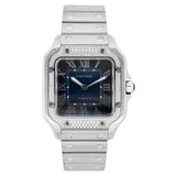 Santos de Cartier Blue Dial Diamond Bezel - W4SA0006