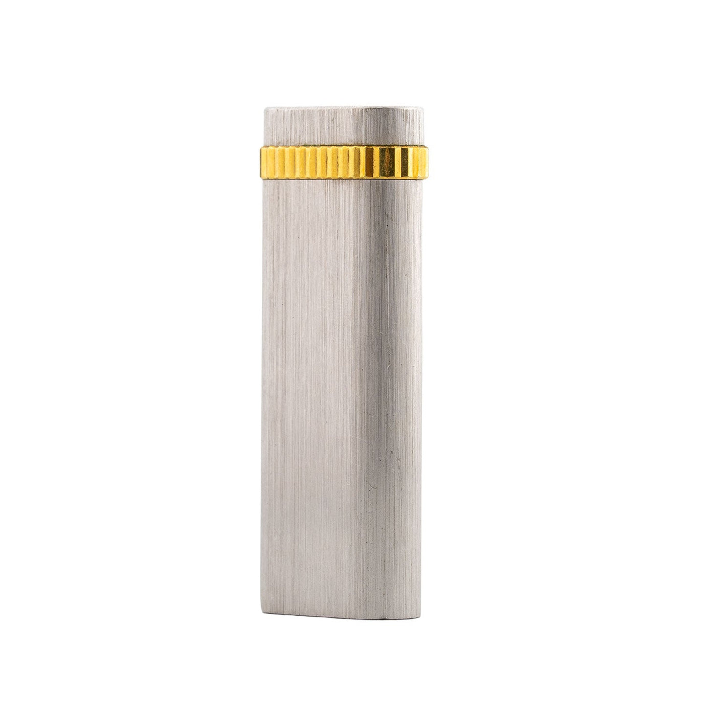 Lighter Brushed Silver with Ribbed Gold Band