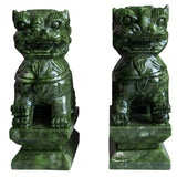 Protective Foo Dog Jade Carving Pair - A Symbol of Good Luck and Protection