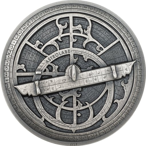 2 oz Silver Historical Instruments Astrolabe 2023 (Mintage: 1,500 | High Relief | Antique Finish)