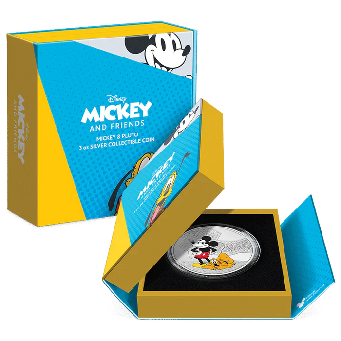 Disney Mickey & Friends – Mickey & Pluto 3oz Silver Coin – US Marc