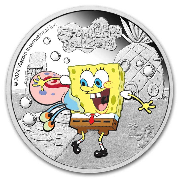 1 oz Silver SpongeBob - SquarePants & Gary - Colorized PF - 2024