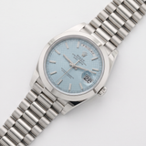 Rolex Day-Date 40, Platinum, Ice Blue Motif Dial, LC100, Ref. 228206, 11-2019, B+P