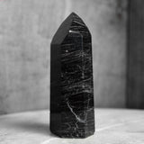 Black Tourmaline Obelisk Tower Gemstone Carving from Brazil - 200-299 grams