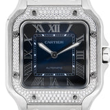 Santos de Cartier Blue Dial Diamond Bezel - W4SA0006