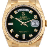 Day-Date 36mm Green Ombre Baguette Diamond Dial 2020 - 128238