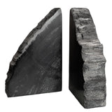 10" Black Petrified Wood Bookend Pair