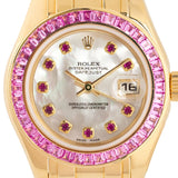 Pearlmaster Yellow Gold Mother of Pearl Diamond Pink Sapphire 2000 - 80308