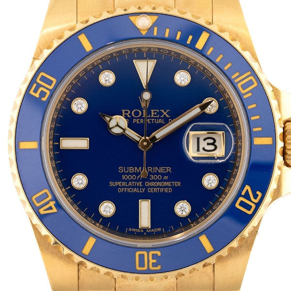 Submariner Date Yellow Gold Blue Factory Diamond Dial 2019 - 116618LB