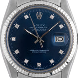 Datejust 36mm Rare Factory Diamond Blue Dial 1982 - 16014