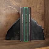 10" Black Petrified Wood Bookend Pair