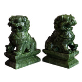Protective Foo Dog Jade Carving Pair - A Symbol of Good Luck and Protection