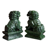 Protective Foo Dog Jade Carving Pair - A Symbol of Good Luck and Protection