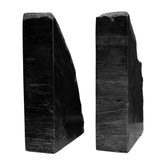 10" Black Petrified Wood Bookend Pair