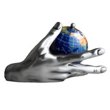 World In Your Hand - Gemstone Globe with Lapis Ocean Embraced with Antique Silver Base