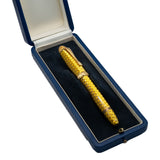 Limited-Edition French Guilloché Yellow Enamel Coronation Fountain Pen