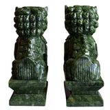Protective Foo Dog Jade Carving Pair - A Symbol of Good Luck and Protection