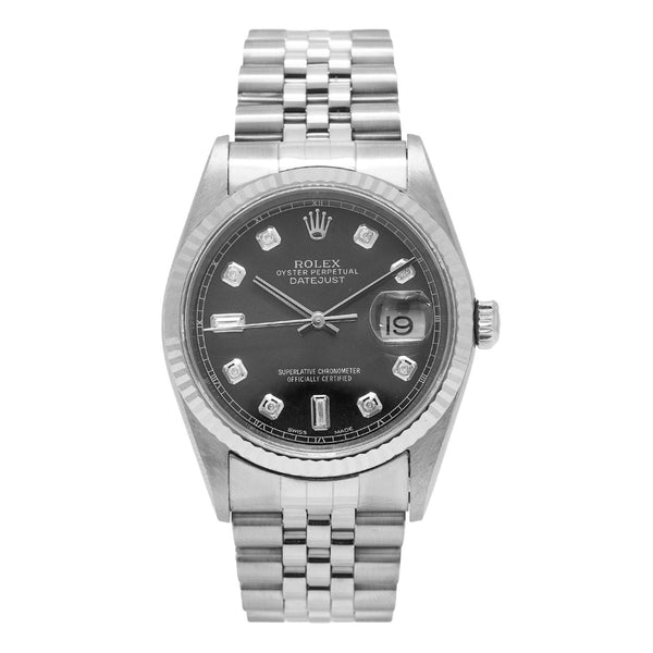 Datejust 36mm Gray Baguette Diamond Dial 1995 - 16234