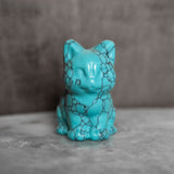 1.5" Howlite Turquoise Cat Gemstone Carving