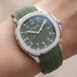 Patek Philippe Aquanaut, Jumbo, Weißgold, Grün, LC100, Ref. 5168G-010, 2024, B+P