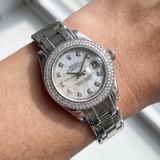 Rolex Datejust Pearlmaster, MOP Diamond, Perlmutt Diamant, Diamanten-Lünette, Weissgold, Ref. 80339, 11-2004, B+P