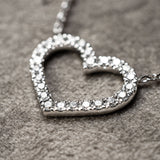 Necklace heart 750 white gold 24 brilliants 0.28ct. TW/VVSi 48cm