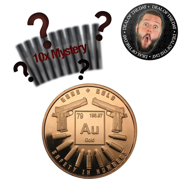 DOTD | 1 ounce copper coin Guns and Gold + 10 Mystery Tester
