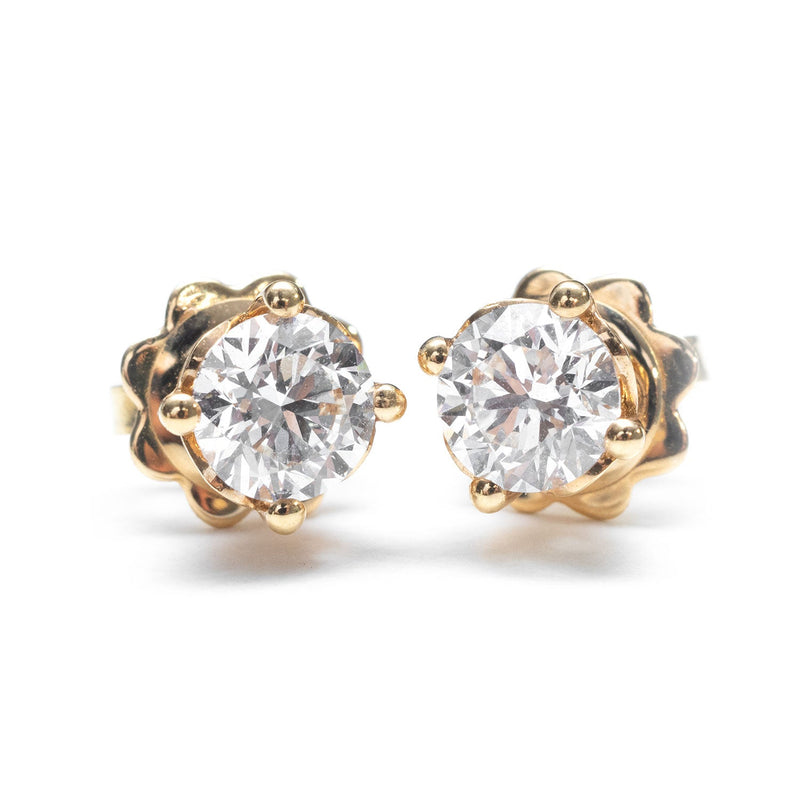 Earrings red gold diamond TW VS1 2x0.50 ct