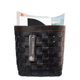 Black braided leather basket