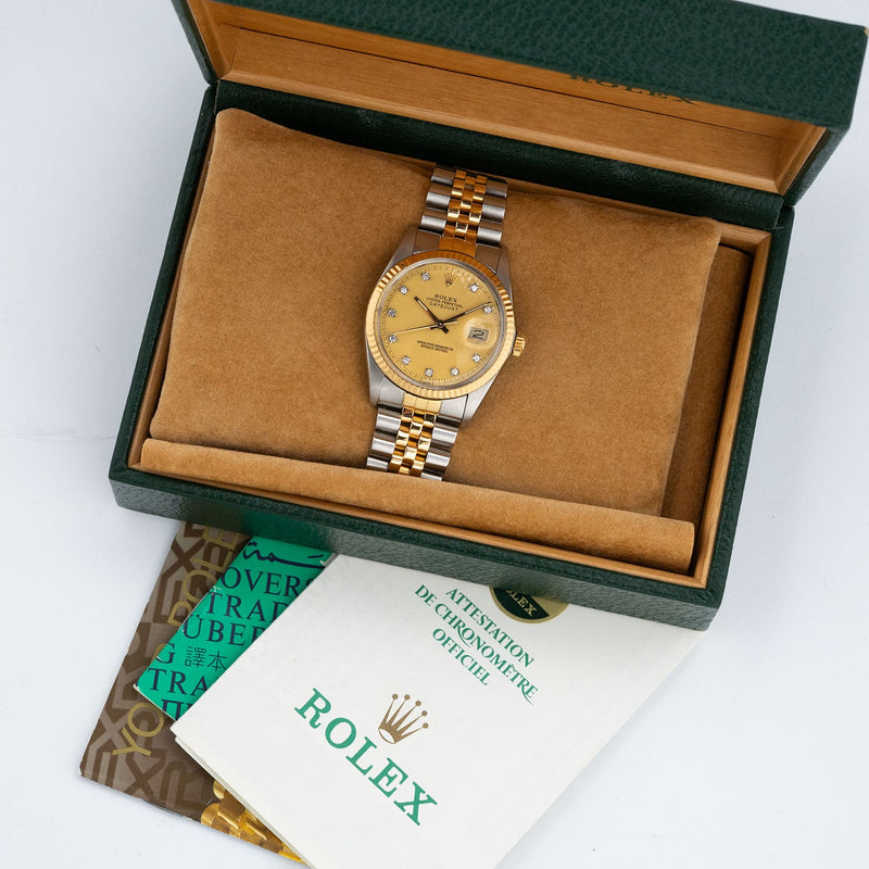 Datejust 36mm Factory Golden Diamond Dial LC100 1986 - 16013