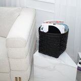 Black braided leather basket