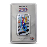 July 4, 1776 .999 Ag Colored (One-Sided) Ingot – 1 oz Silver Bar